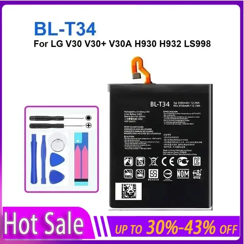 

New 3300mAh BL-T34 Battery for LG V30 V30A H930 H932 LS998 V35 V30 PLUS Replacement Phone BateriaHigh Quality Tracking Number