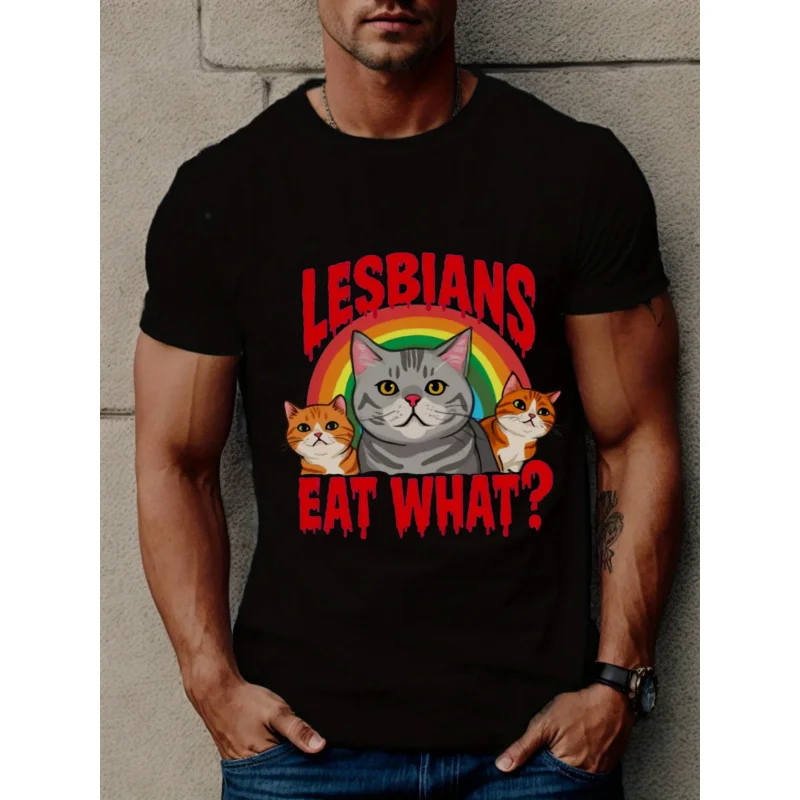 

Мужская футболка Black Lesbians Eat What Cats с радужным принтом, хлопок высокого качества, 180 г