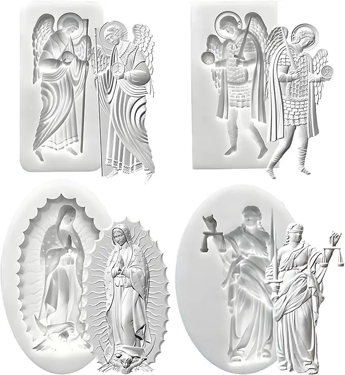 Angel Relief Silicone Molds Ancient Greece Goddess Fondant Molds  Chocolate Baking Molds for Cake Decoration Resin Clay Set of 4