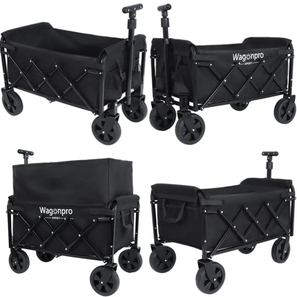 "double-deck folding trolley: 100% more storage for outdoor adventures and errands"