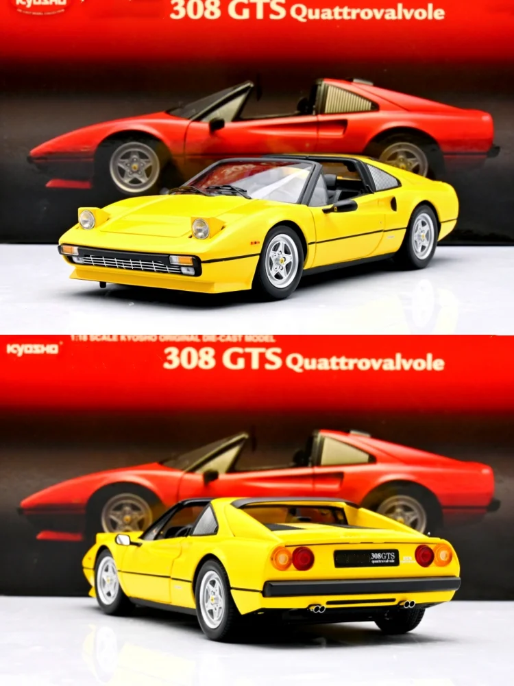 

Kyosho 1:18 308GTS Quattrovalvole Yellow Alloy Fully Open Simulation Limited Edition Alloy Metal Static Car Model Toy Gift