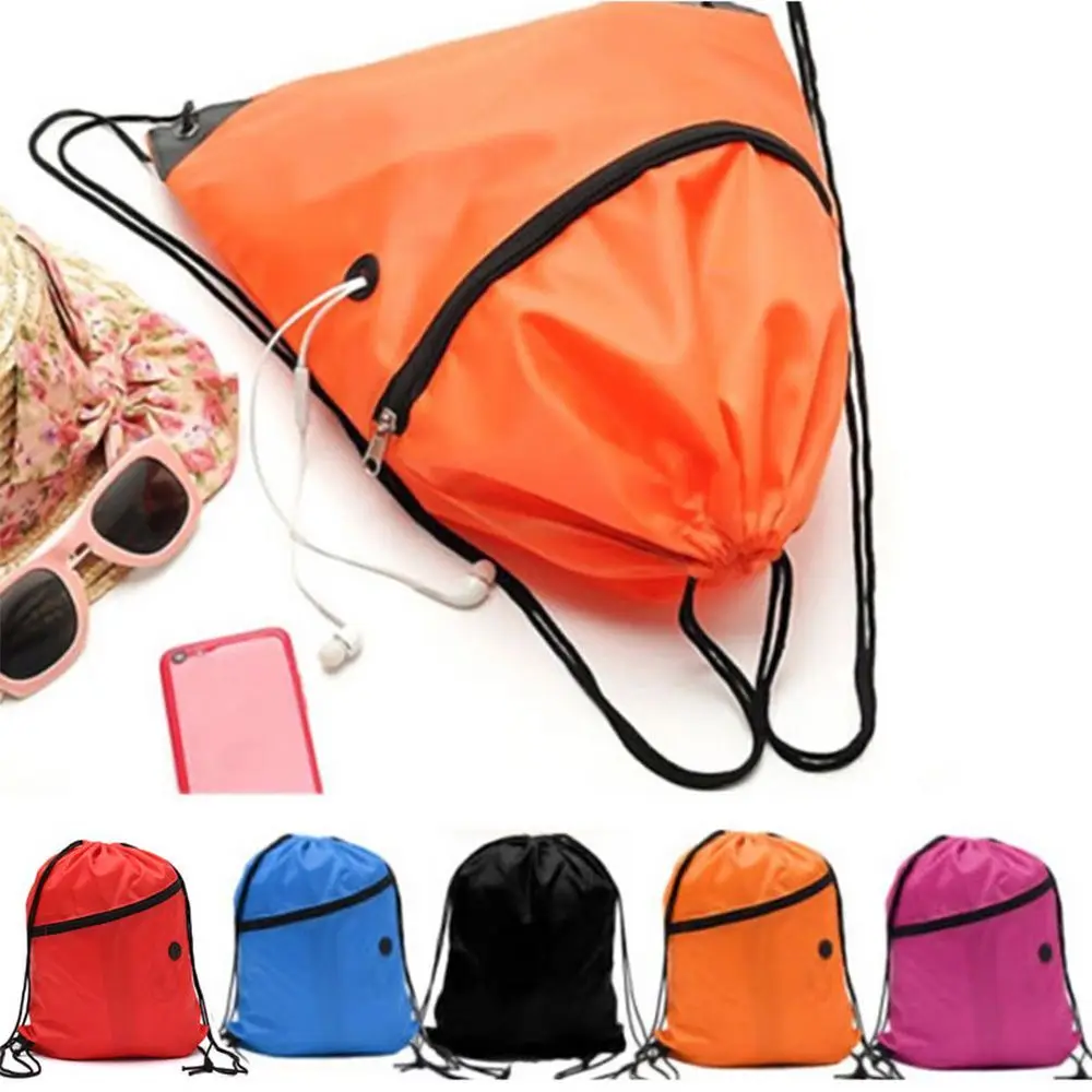 Drawstring Backpack com bolsa, sapato roupas, esporte, ginásio, armazenamento, escola, ambiental