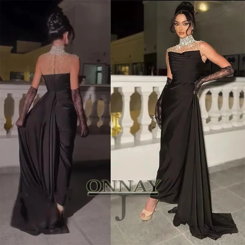 

Customized Charming Rhinestones Graduation Dresses Pleated Pearl for Women Kuwait Dubai Robes De Soiree Bespoke Special Occasion