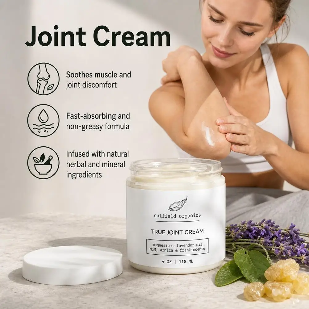 Natural Joint Cream Soothing Hydrating Muscle Joint Discomfort Fast Absorb Non Greasy Herbal Mineral Infused Body Care Cream
