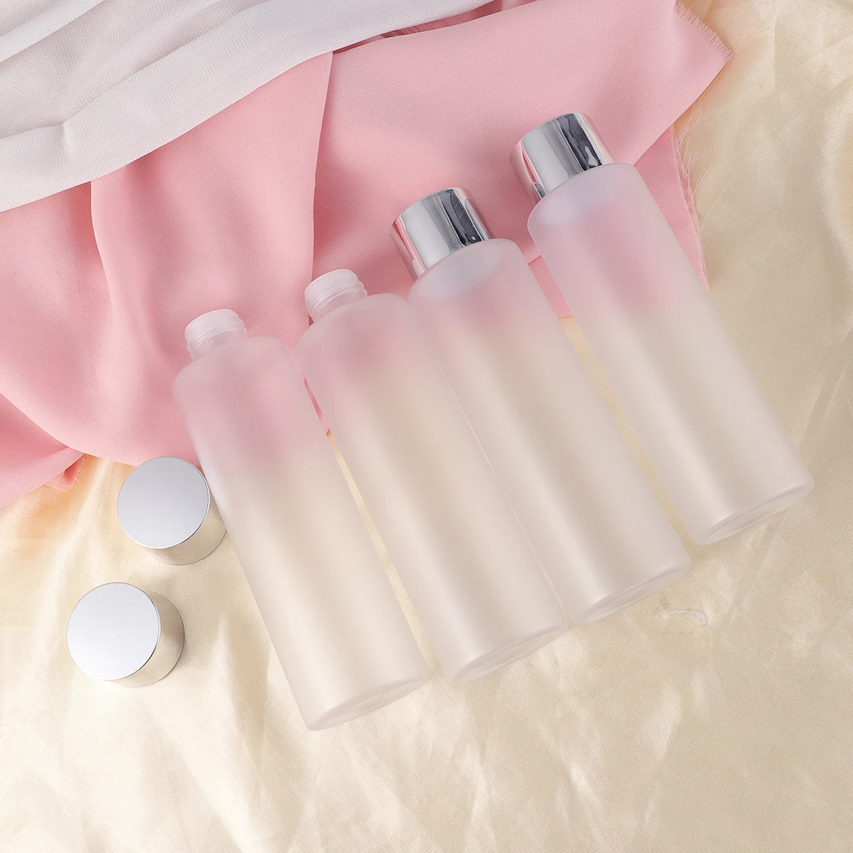 

4pcs Toner Bottle Daily Cosmetics Container Travel Size Leak Proof Durable Plastic Bottles Empty With Caps For Shampoo Lotion