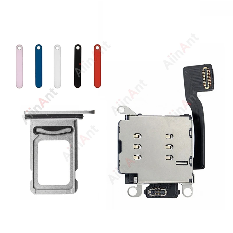 Double Dual Sim Card Reader Holder Adapter Connector Flex Cable For iPhone XR 11 12 13 Pro Max Phone Parts with Sticker