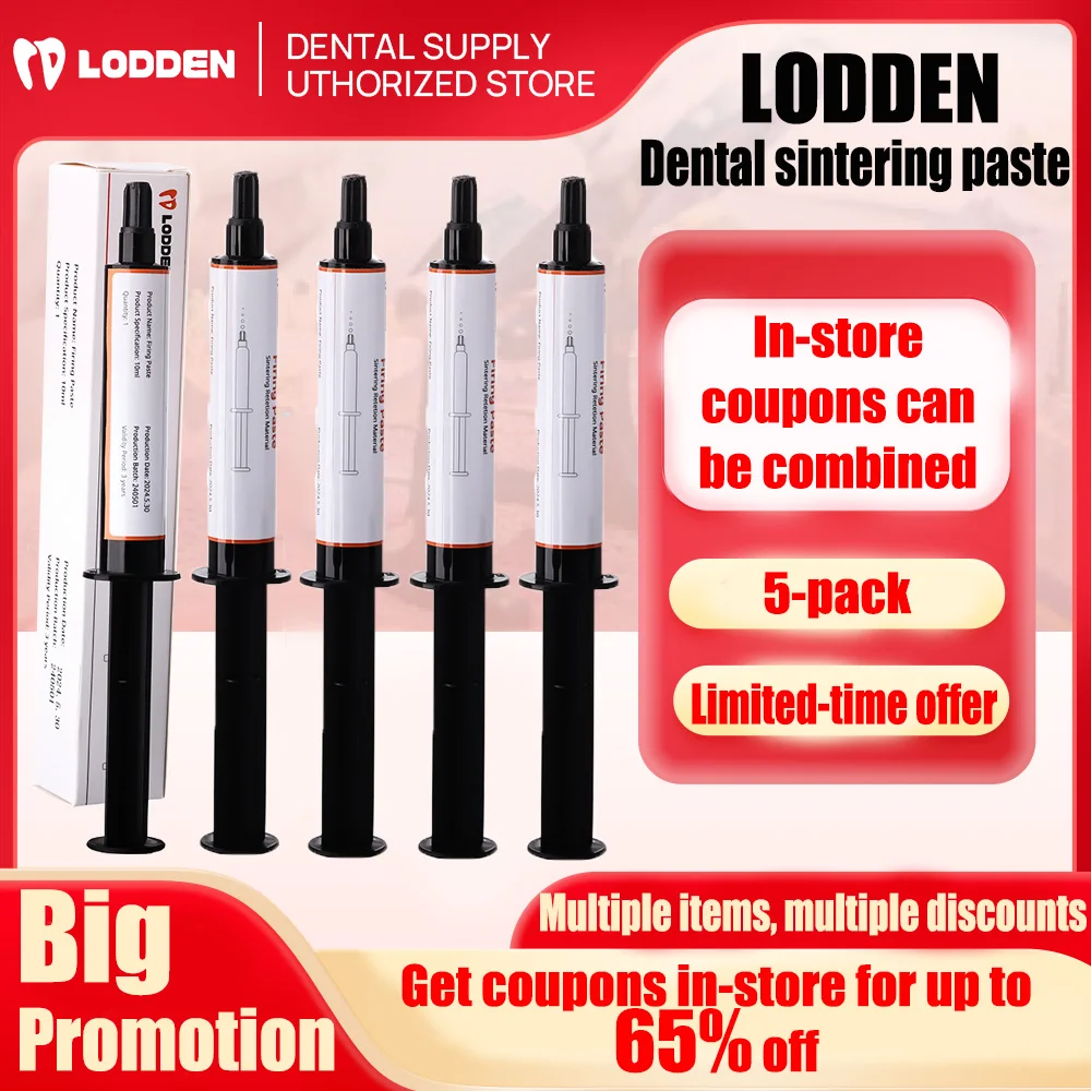 

LODDEN Sintering paste, 5-pack, suitable for sintering furnace sintering of veneers, crowns and bridges in dental laboratories.