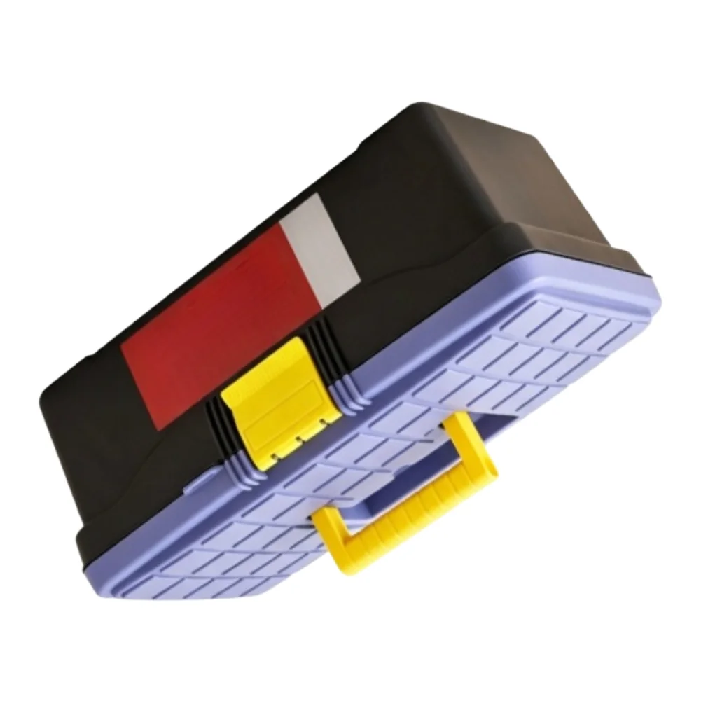 Plastic Tool Organizer with Tray and Modular Layers Heavy-Duty ABS Body Dual Lid Organizers and Reinforced Carry Handle