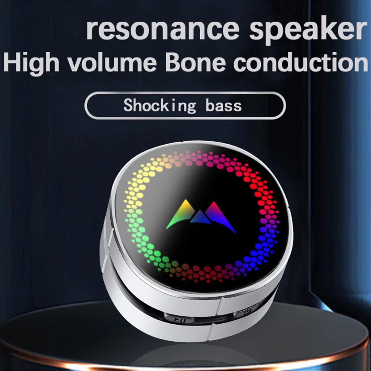 Altavoz de conducción ósea, Mini altavoz estéreo inalámbrico TWS, portátil, LED, luz colorida, conducción ósea, negro