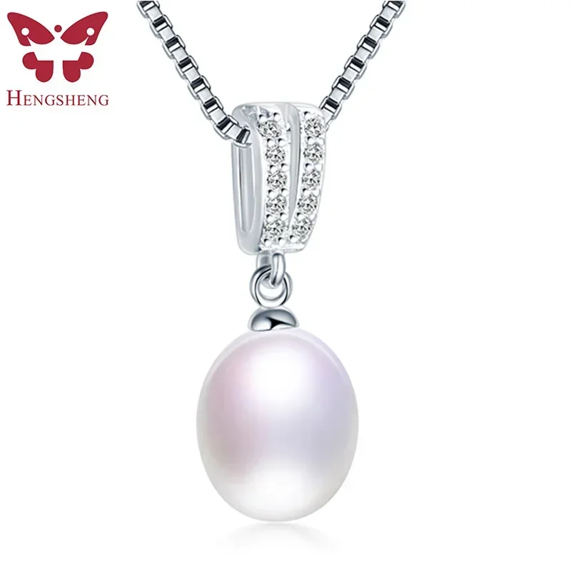 Hengsheng 925 Sterling Silver Freshwater Cultured White Drop Pearl Pendant 8-9mm Pearl Pendant Fine Jewelry Gifts for Women