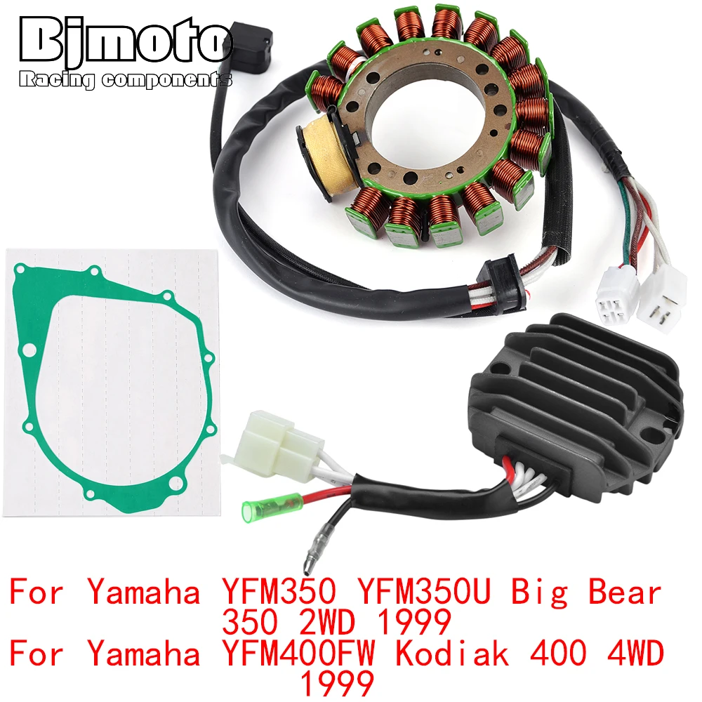 

For Yamaha YFM350 U Big Bear 350 2WD YFM400FW Kodiak 400 4WD 1999 With Gasket Engine Stator Coil+Voltage Regulator rectifier