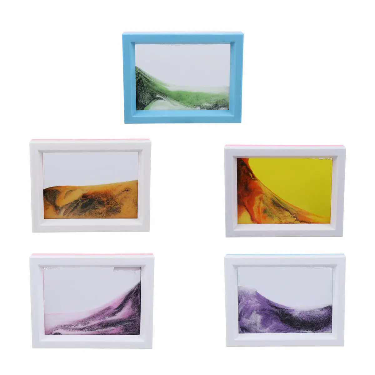 1Pcs Quicksand Painting Black White Green 3D Art Vertical Plastic Frame Home Office Table Desk Decoration Stress Relief Gift