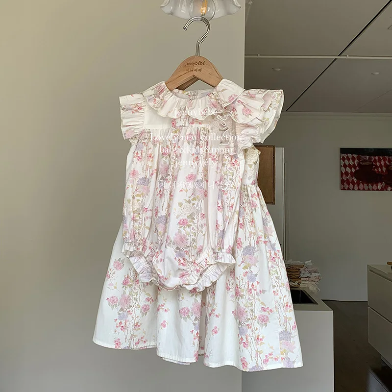 Soft Breathable Floral Girls Dress Summer Toddler Girls Clothing Children Party Wedding Vestidos Baby Stuff Kids Family Clothes