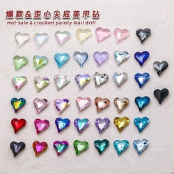 50pcs 12×13mm Peach Heart nail enhancement crystal pointed bottom diamond jewelry ice through love nail diamond wholesale