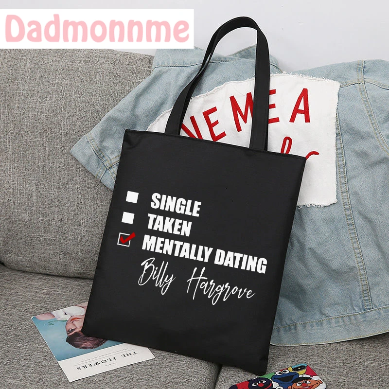 Single Taken Mentally Dating Eddie Munson Shoulder Bags Large Capacity Wild Messenger Summer New Cute Canvas Handbag Tote Bag