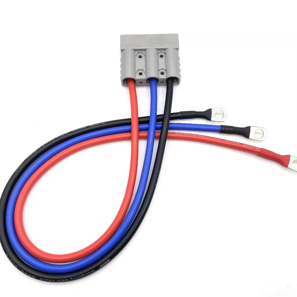 50A High Current Power 3 Wire Connector with 8AWG Cable Super Soft Silicone Cable Forklift Charging Plug 12-24V DC