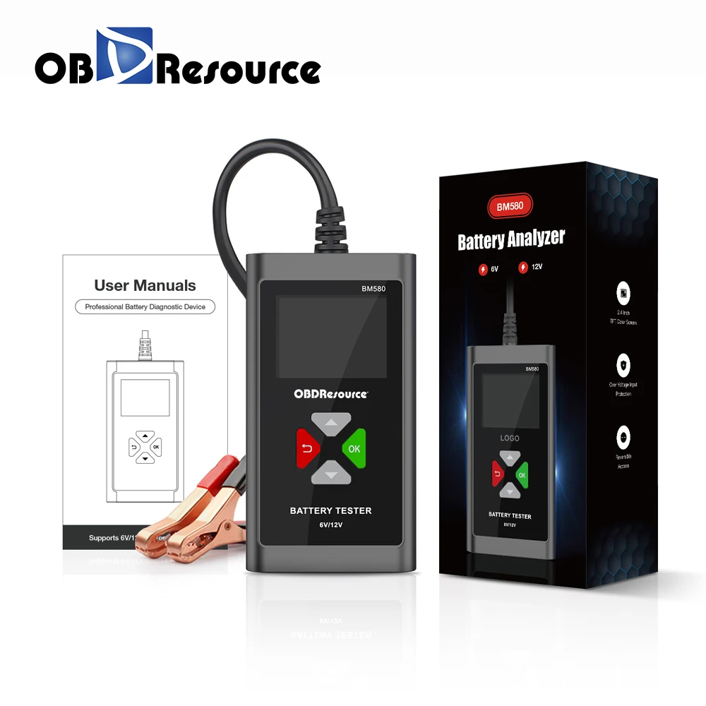 OBDResource Car Battery Tester, BM580, 6V 12V, Car Battery Capacity Tester, Analyzer 100-2000CCA, Cranking Charging Voltage Test