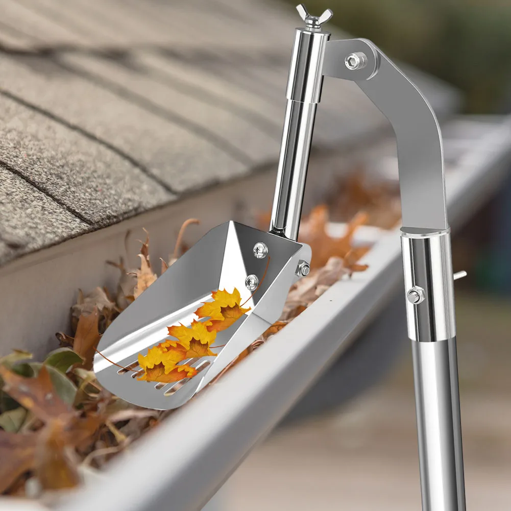 Home Gutter Scoop Stainless Steel Gutter Cleaner Rustproof Gutter Cleaning Tools Multifunctional for Removing Leaves and Debris