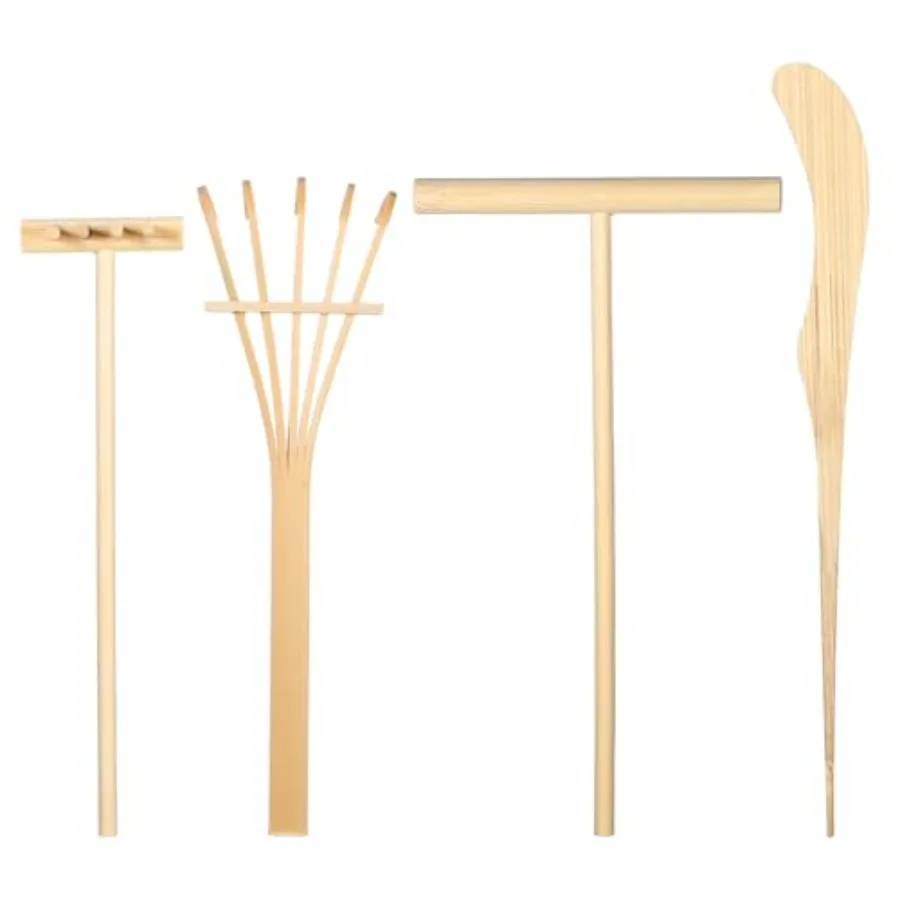 

Набор из 4 мини-грабель для песка, инструменты для дзен-сада, для настольного дзен-сада своими руками, аксессуары для грабель для песка и камней, маленькие грабли-штампы для дома и офиса