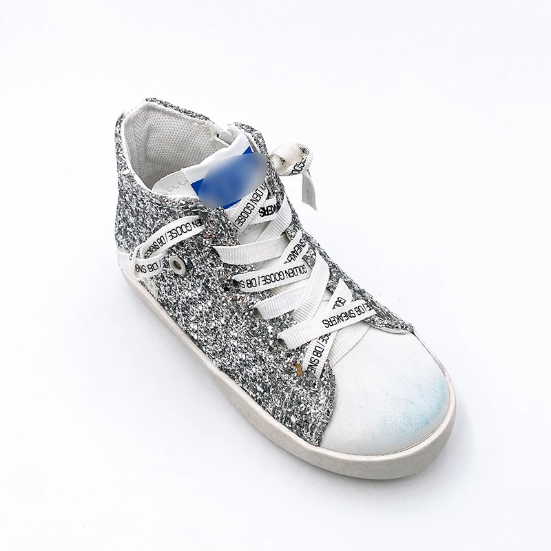 Scarpe sportive sporche alte di marca per bambini 2024 scarpe Casual per bambini di design personalizzato ragazze CCDB Glitter Kids Star Sneakers