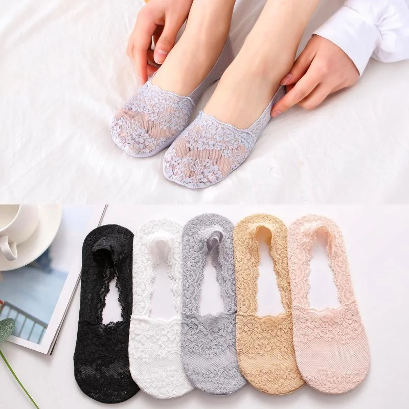1/3/5 Paar Damen-Socken aus Spitze, atmungsaktiv, für den Sommer, dünn, niedrig geschnitten, unsichtbar, für High Heels, EU 36–40, US 5–9