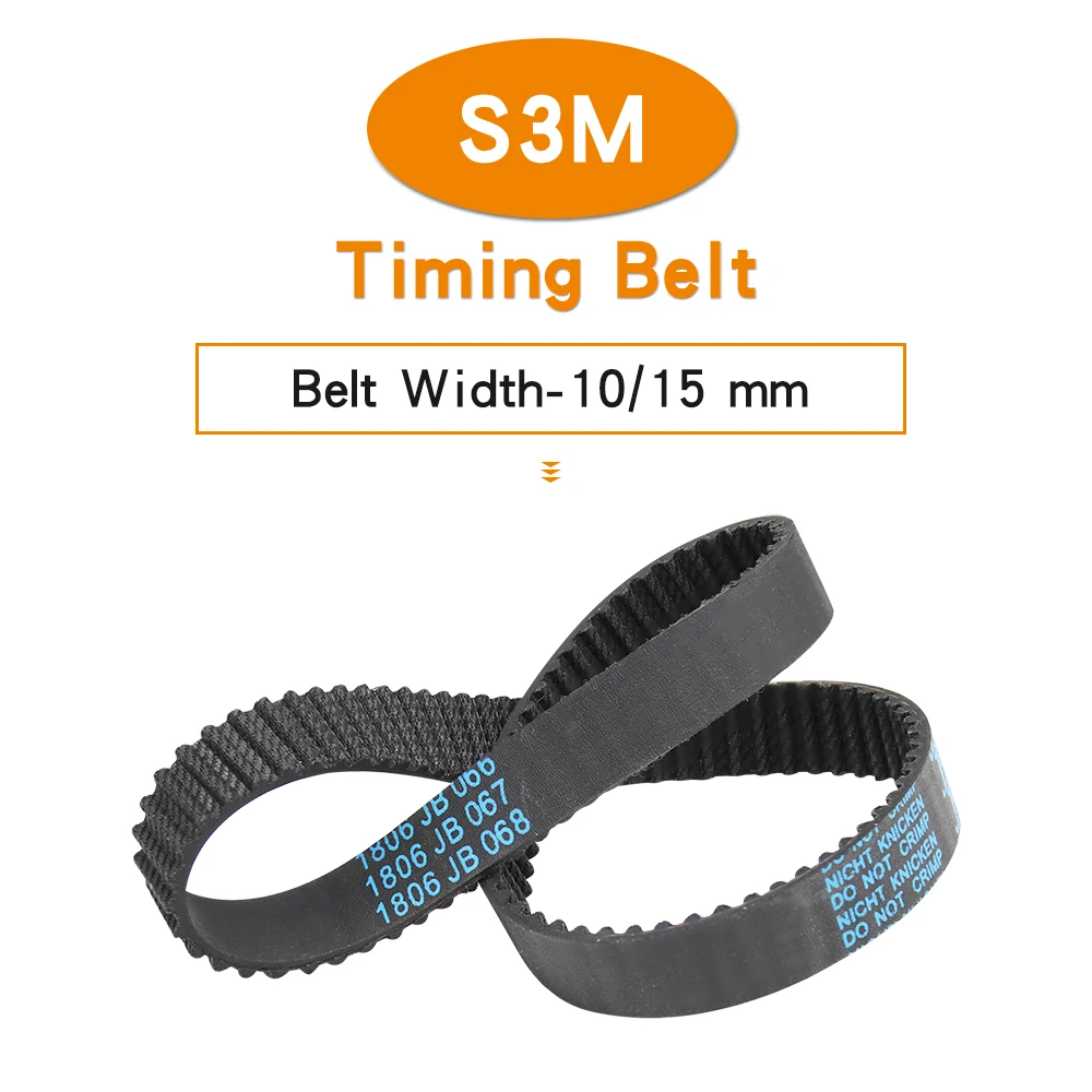 Timing Belt S3M-564/570/573/579/582/585/591/594/597/600/612 Teeth Pitch 3 mm Closed Loop Rubber Synchronous Belt Width 10/15 mm