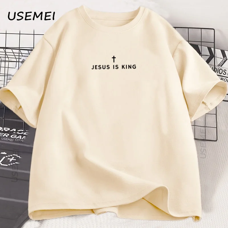 Jesus Is King Christian T Shirt Men Women Christian Merch Jesus T-Shirt Faith Cotton Short Sleeve Round Neck Graphic Tees