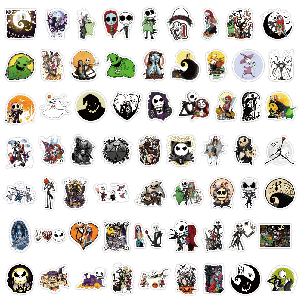 60 Stück Halloween Cartoon The Nightmare Before Christmas Dekorations-Handbuch Schreibwaren Tasse Computer Wasserdichte Aufkleber – Detail 2