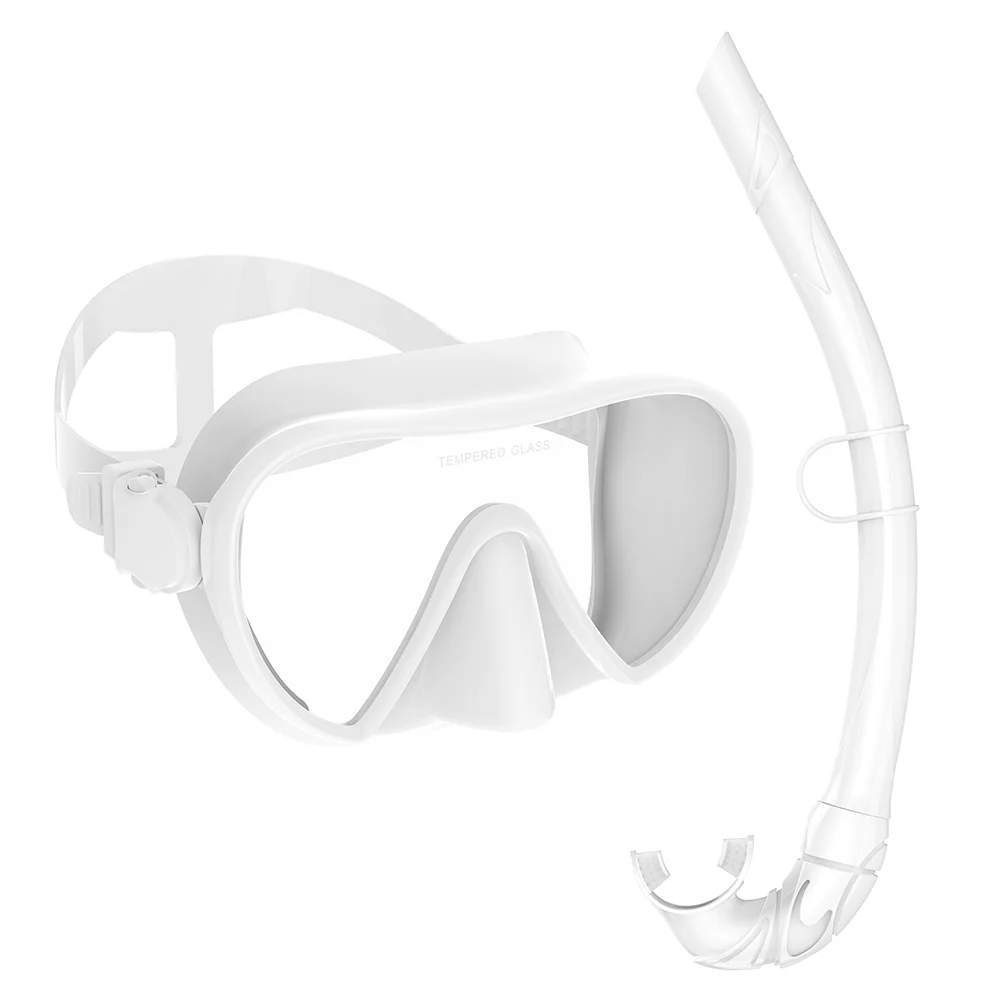 Rahmenlose Tauchmaske, Nass-Schnorchel-Set, geringe Innenvolumen, reines weiches Silikon, für Erwachsene, Schwimmtraining, Tauchbrille, verstellbar – Detail 8