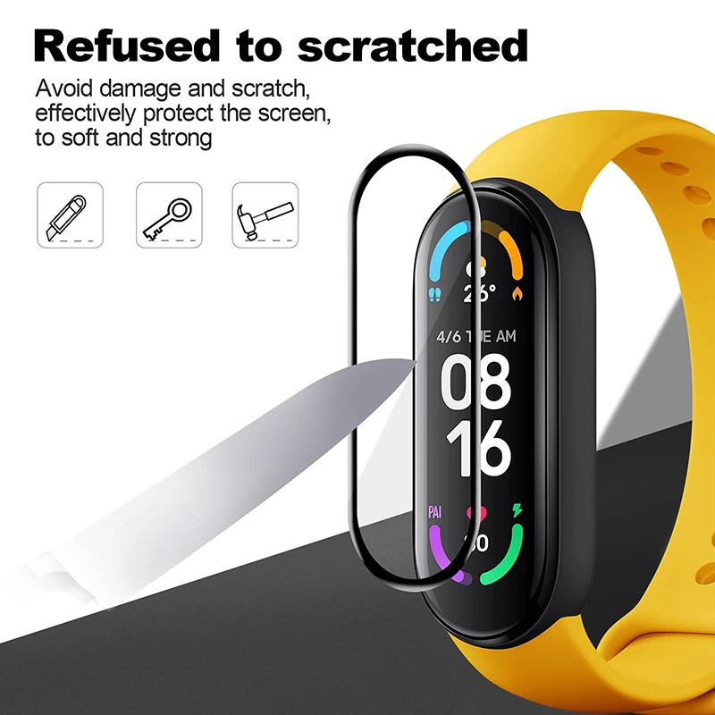 10D Film Glass for Xiaomi Mi band 8 7 6 5 4 Screen Protector Miband 6 Smart Watchband Full Protective Cover Case Strap Bracelet