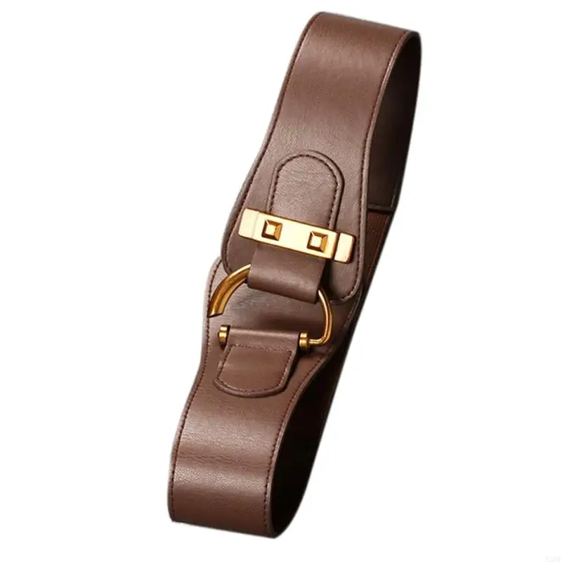 N58F Wild Ladies Waist Belt Light Luxury Personality Metal Large D-shaped Buckle Belt