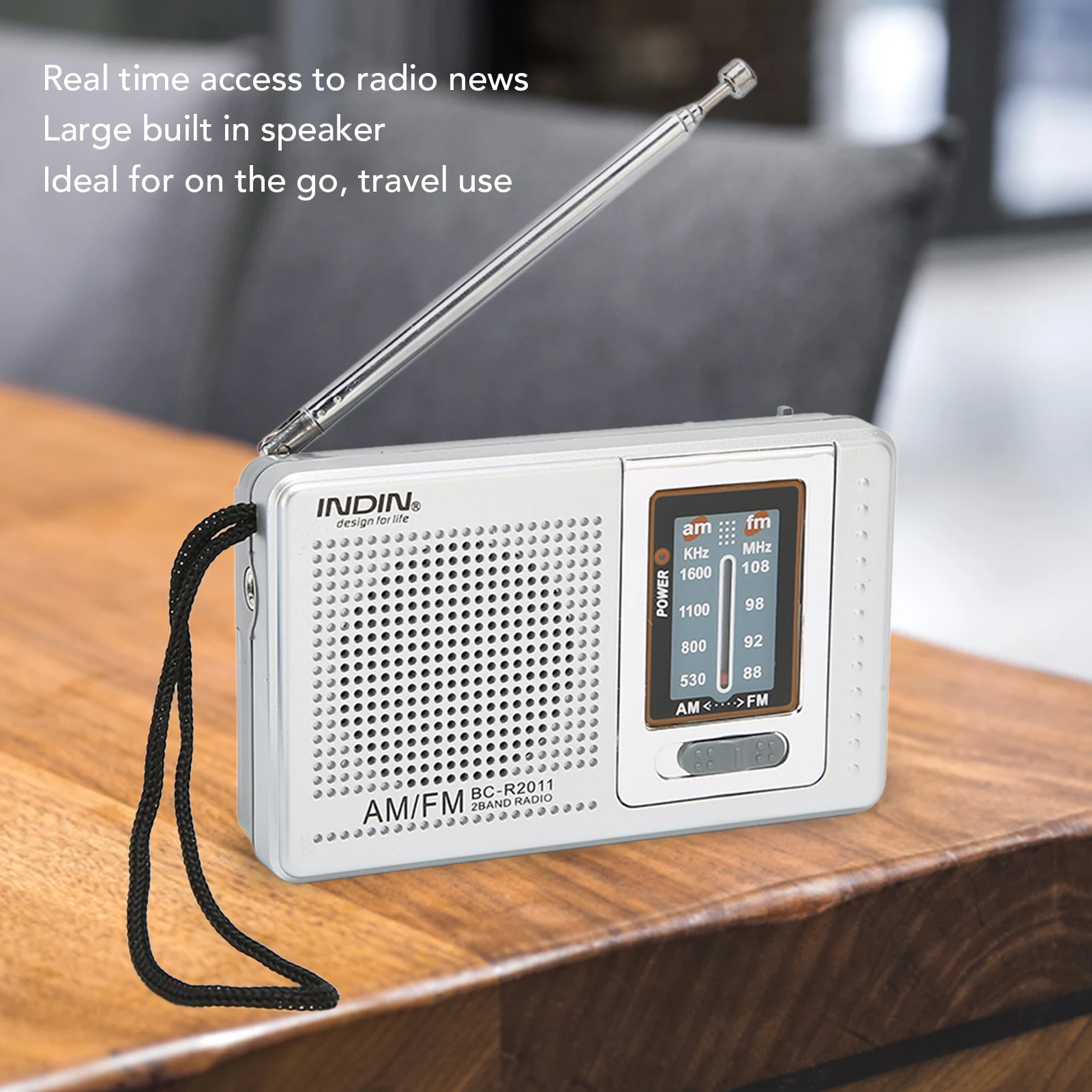 Radio AM FM Gris plateado Durable con pilas Altavoz incorporado Radio de bolsillo portátil Calidad perfecta para viajes al aire libre