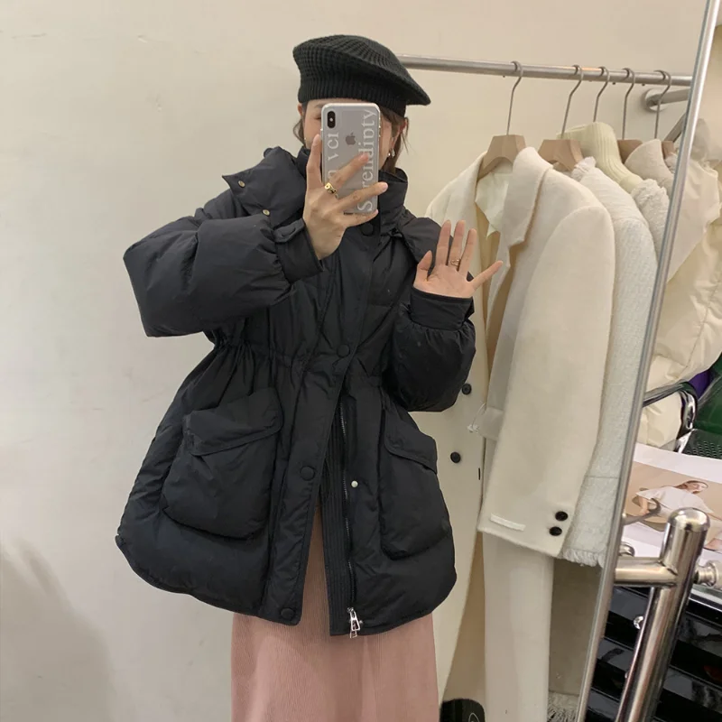 Duck Down Hooded Jacket for Women, Warm Coat, Korean Version, Medium-length, Coat Clothing, Autumn and Winter, 2024