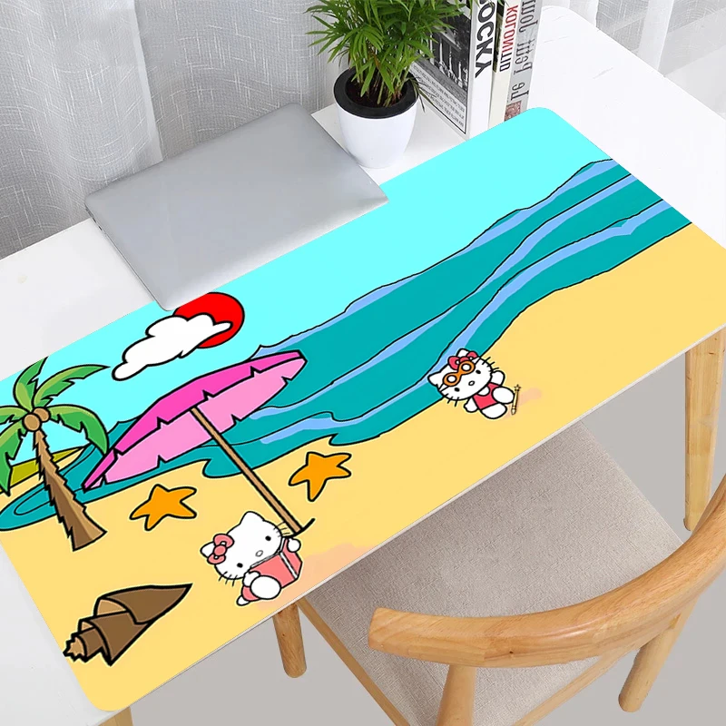 Mouse Pad Edge White Gamer Large Computer Notebook Pc Rubber Mousepad Carpet Gaming Accessories H-Hello Kitty Keyboard Desk Mat