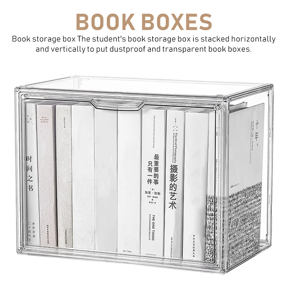 

Transparent Acrylic Storage Case Stackable Textbook Holder Safe Bedroom Office Study Room Portable Lightweight