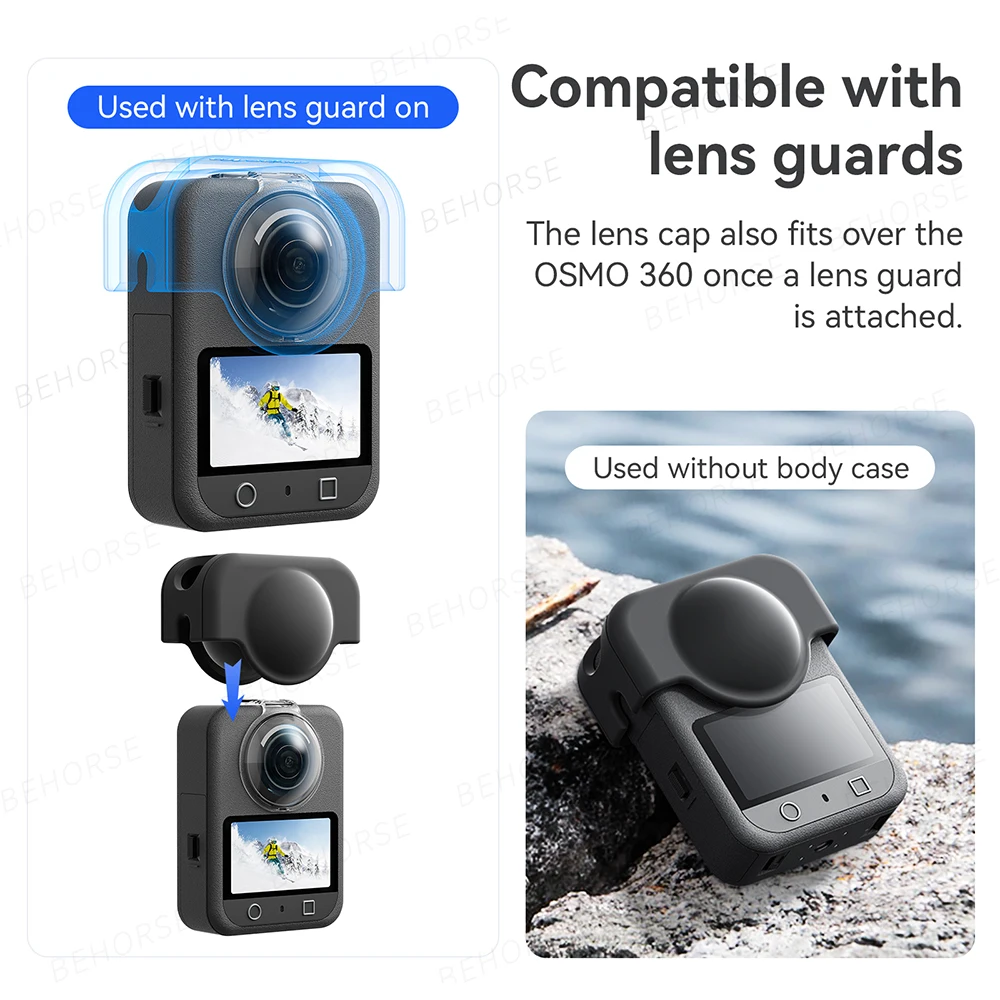DJI Osmo 360 用レンズキャップ オールラウンド保護カバー 落下防止防塵ケース レンズプロテクター DJI Osmo 360 カメラアクセサリー用