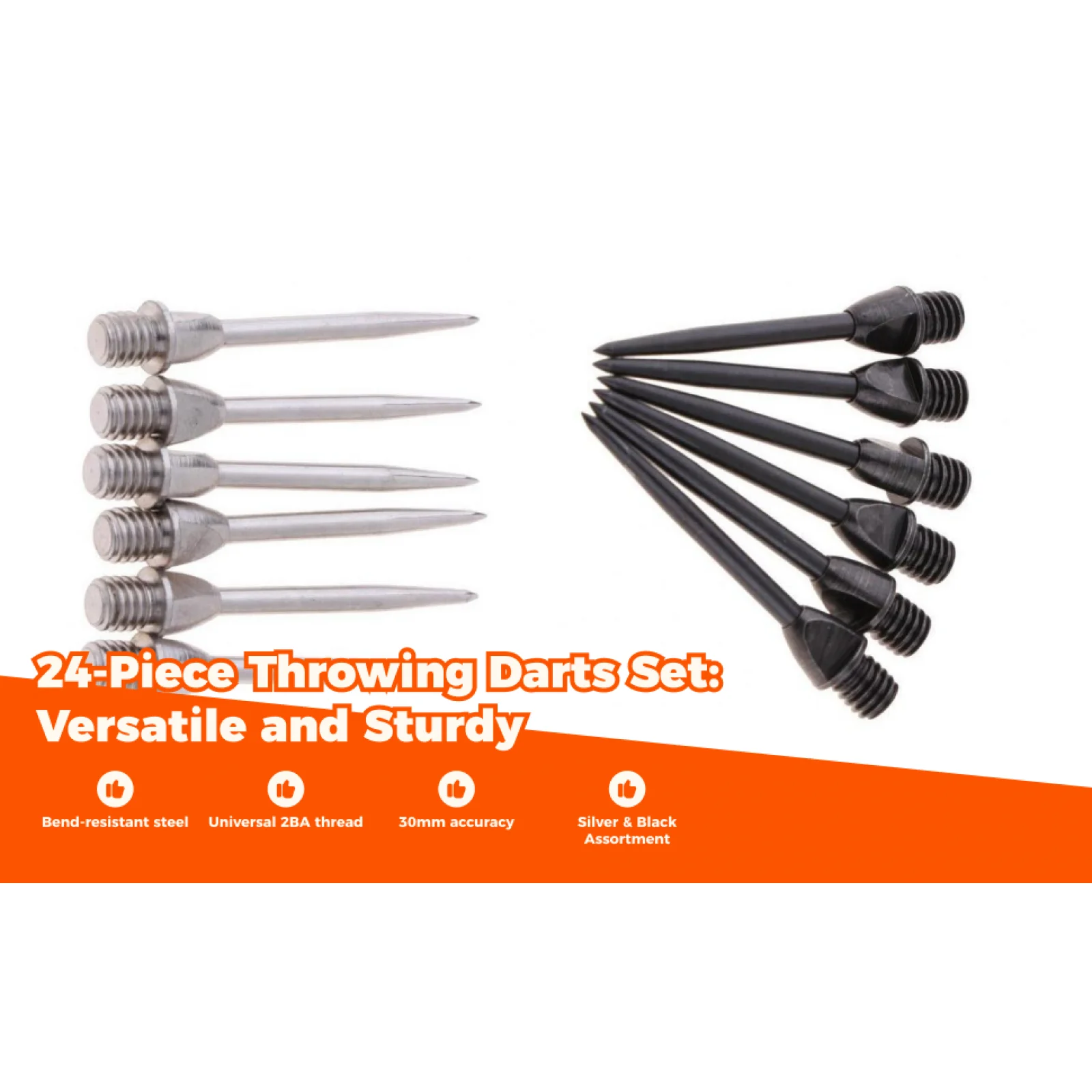 

Набор стальных наконечников для дротиков: прочные стальные сменные наконечники для профессиональных дротиков, стальные шипы и перья
