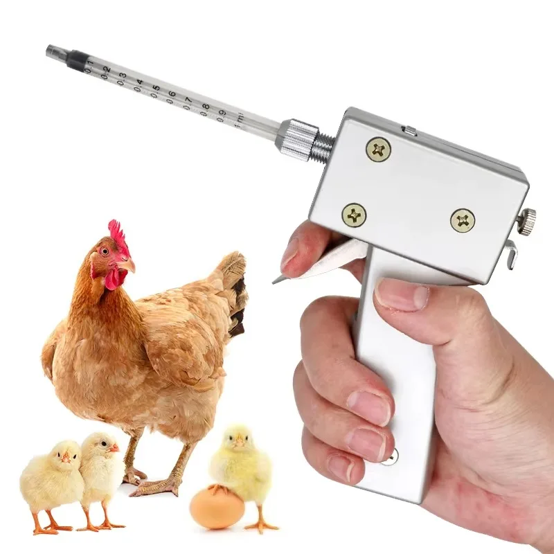 Pistola AI per pollame in metallo regolabile per attrezzature agricole Iniettori per sperma Pistola per inseminazione artificiale di pollo in vendita