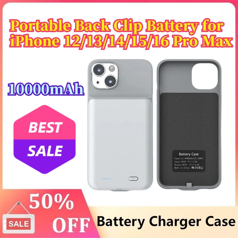 10000mAh شاحن بطارية حالات آيفون 11 12 13 14 15 16Plus ProMax بطارية خارجية قوة البنك شحن