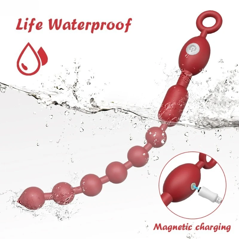 9 طرق الاهتزاز مرنة تهتز الشرج الخرز بعقب المكونات سيليكون الشرج الجنس لعب مقاوم للماء رصاصة هزاز للرجال النساء زوجين #5