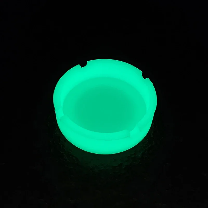 HAPPY Round Luminous Silicone Car Portable Ashtray for Cigarette Portable Soft Ash Tray Light in The Dark Gifr for Smoker Tool