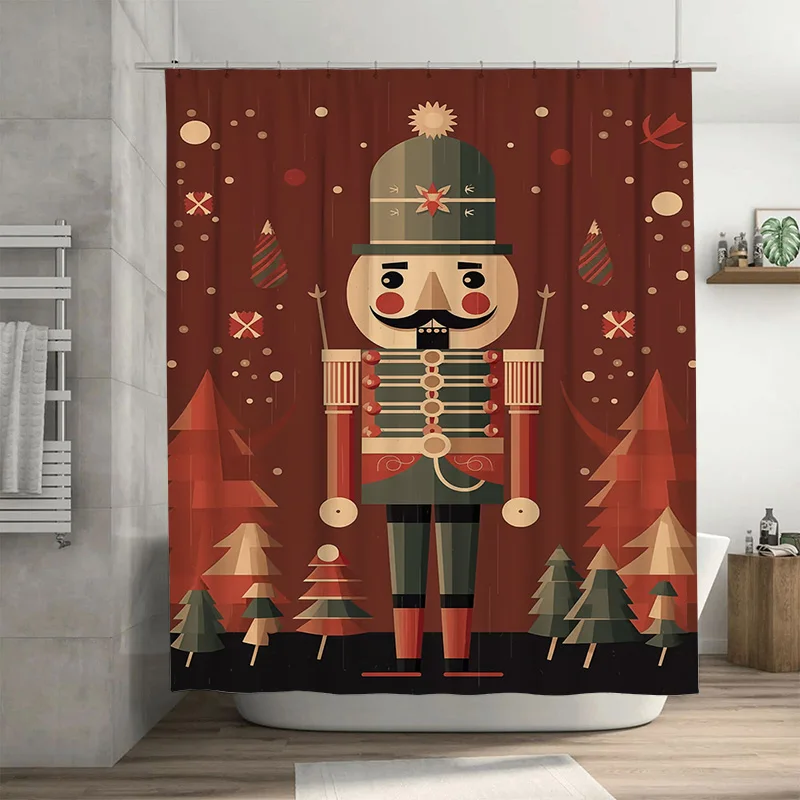 

Tuniu Charming Christmas Nutcracker Bathroom Shower Curtain Festive Holiday Decor Set Waterproof Fabric