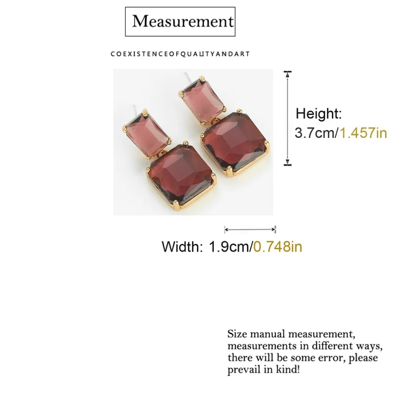 Vintage Transparent Crystal Drop Earrings High Quality Luxury Woman Gold Color Square Accessories Wedding Valentine Day Gift