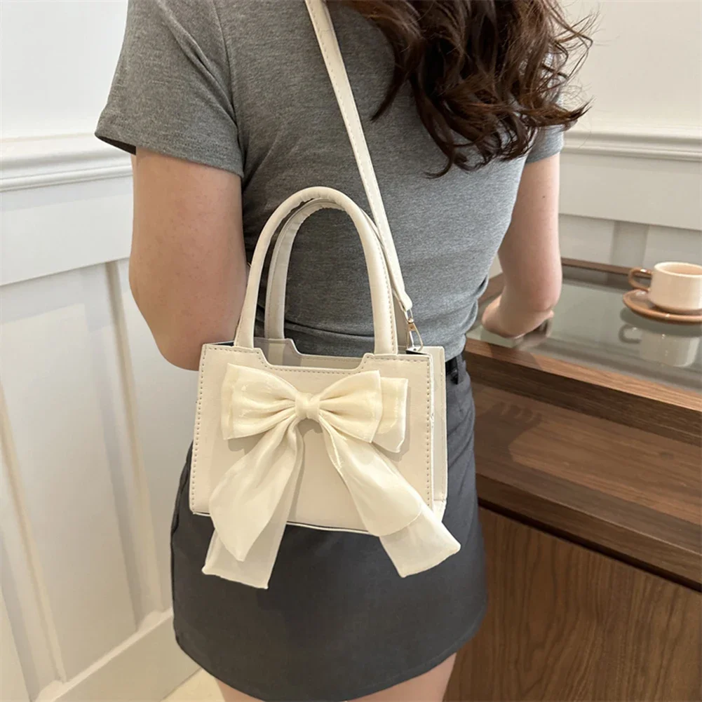 Fashion Bow Handbags Purses for Women Luxury Design Small Tote PU Leather Top Handle Clutch Shoulder Crossbody Bags for Women