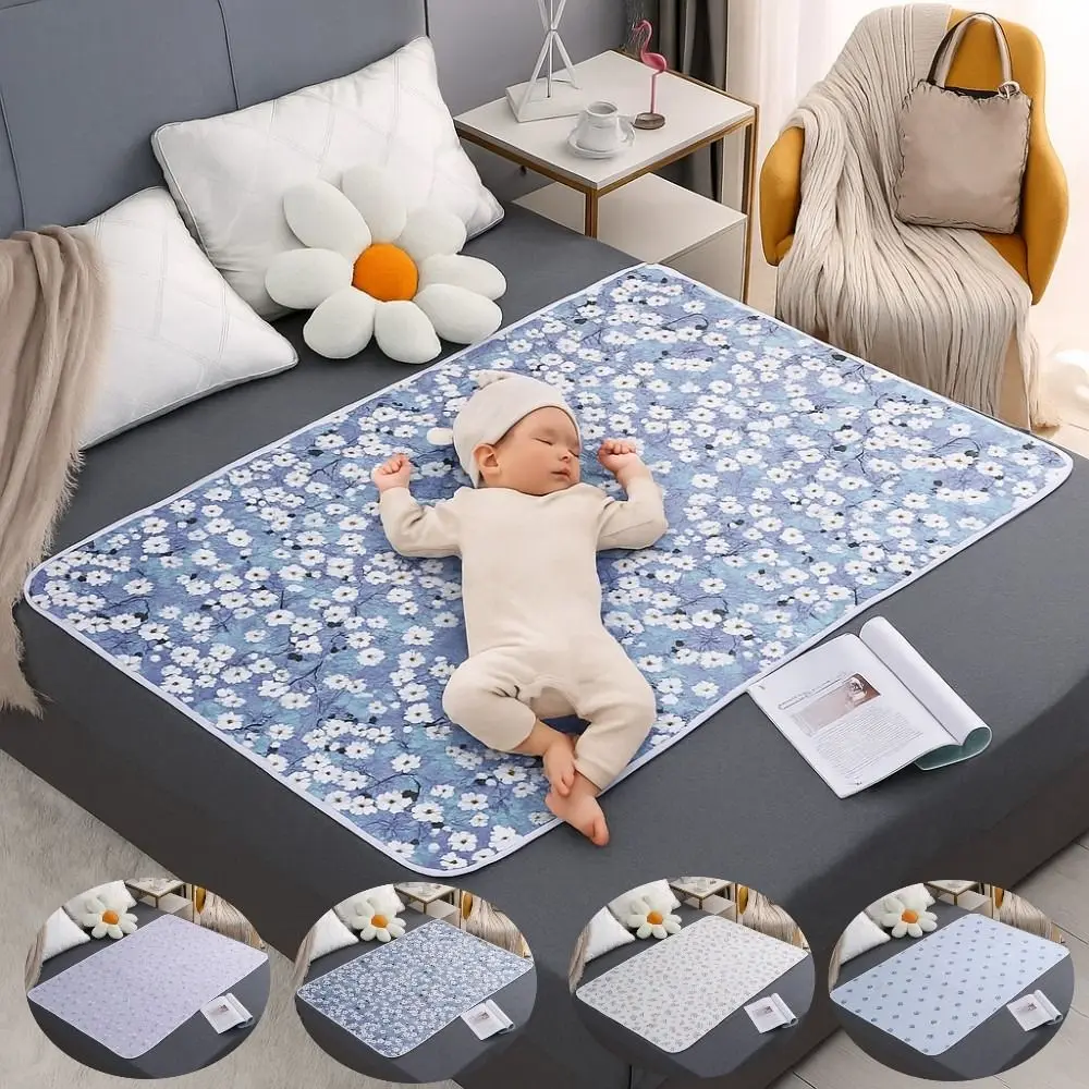 Soft Waterproof Urine Mat Breathable Washable Sleeping Underpads Flower Pattern Elderly Care Bed Mattress Toddlers