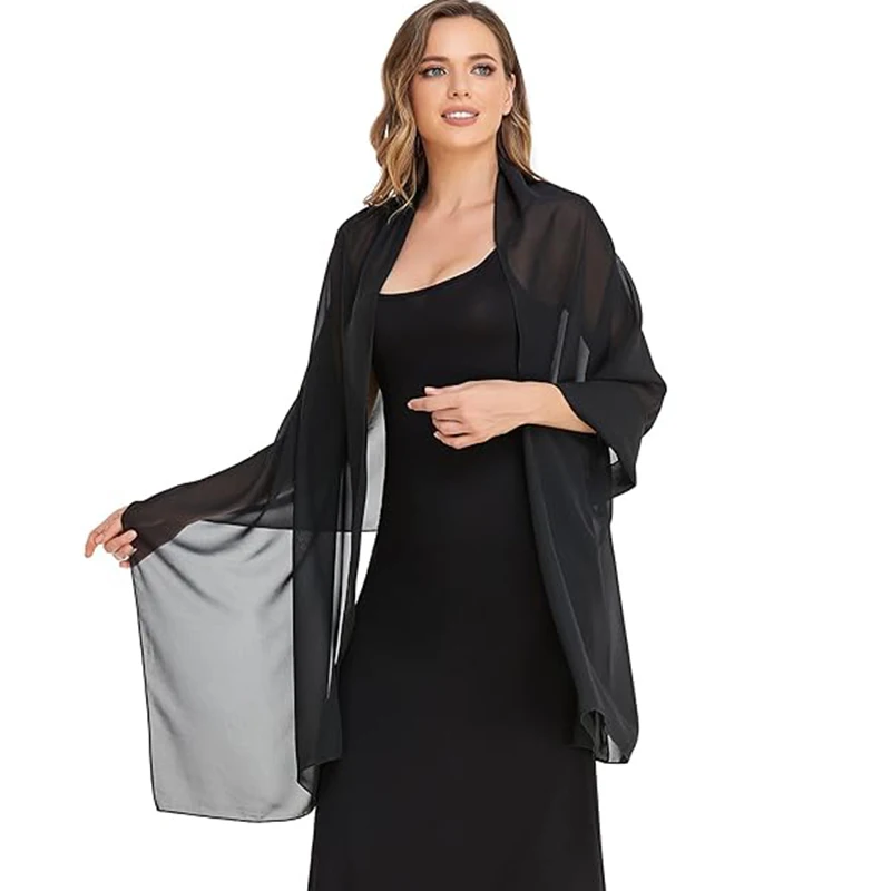 Women's dual-purpose shawl Evening dress party bride bridesmaids elegant soft silk scarf