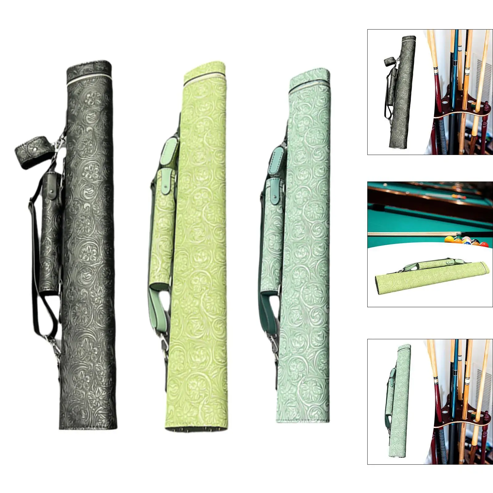 

Billiard Stick Carrying Case 4 Holes Portable Heavy Duty Compact with Zipper Organizing Container Wear Resistant Pool Stick Case