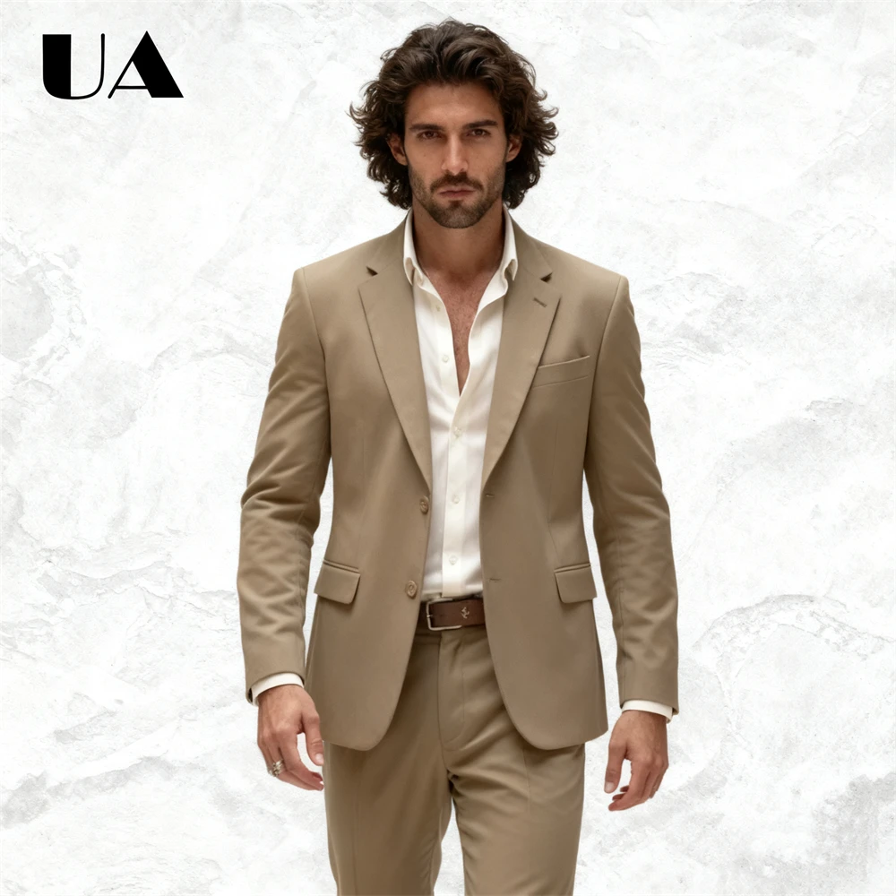 طقم بدلة ذكي كاجوال مكون من قطعتين للرجال، بدلات رحلة عمل (سراويل سترة) بدلة رسمية للرجال مناسبة للعشاء والمواعدة #3