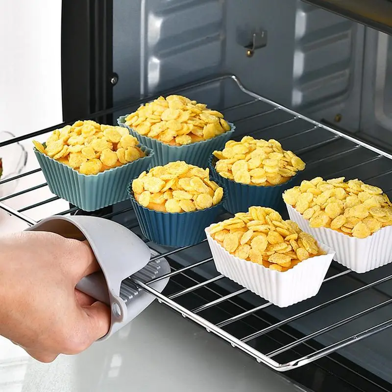 12pcs Reusable Silicone Cake Baking Cups Mold Pastry Muffin Molds Dishwasher Safe 3 Shapes Of Standard Round Square Rectangle