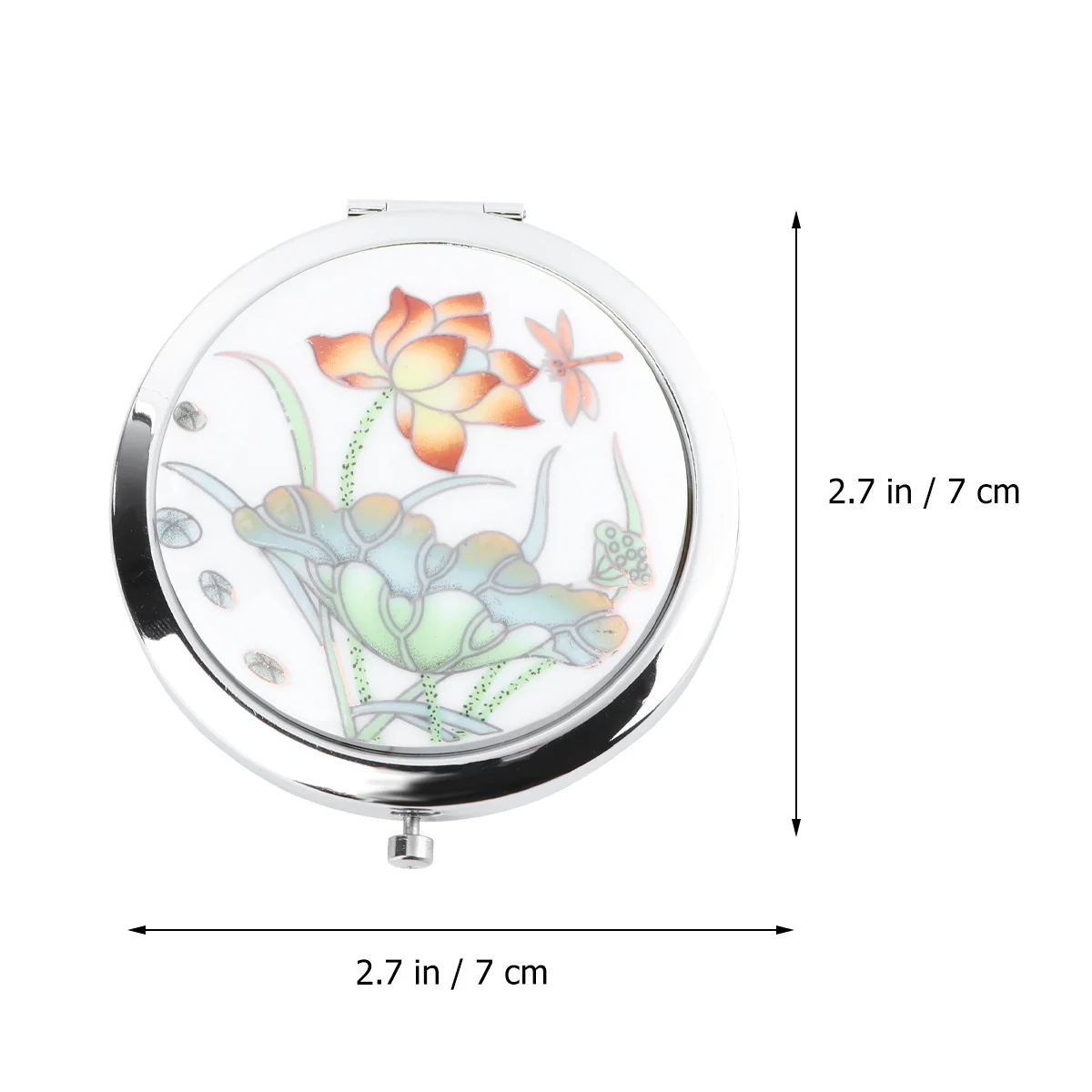 

Chinese Famous Flower Printed Makeup Mirror Pocket Magnetic Opening Double-sided Metal